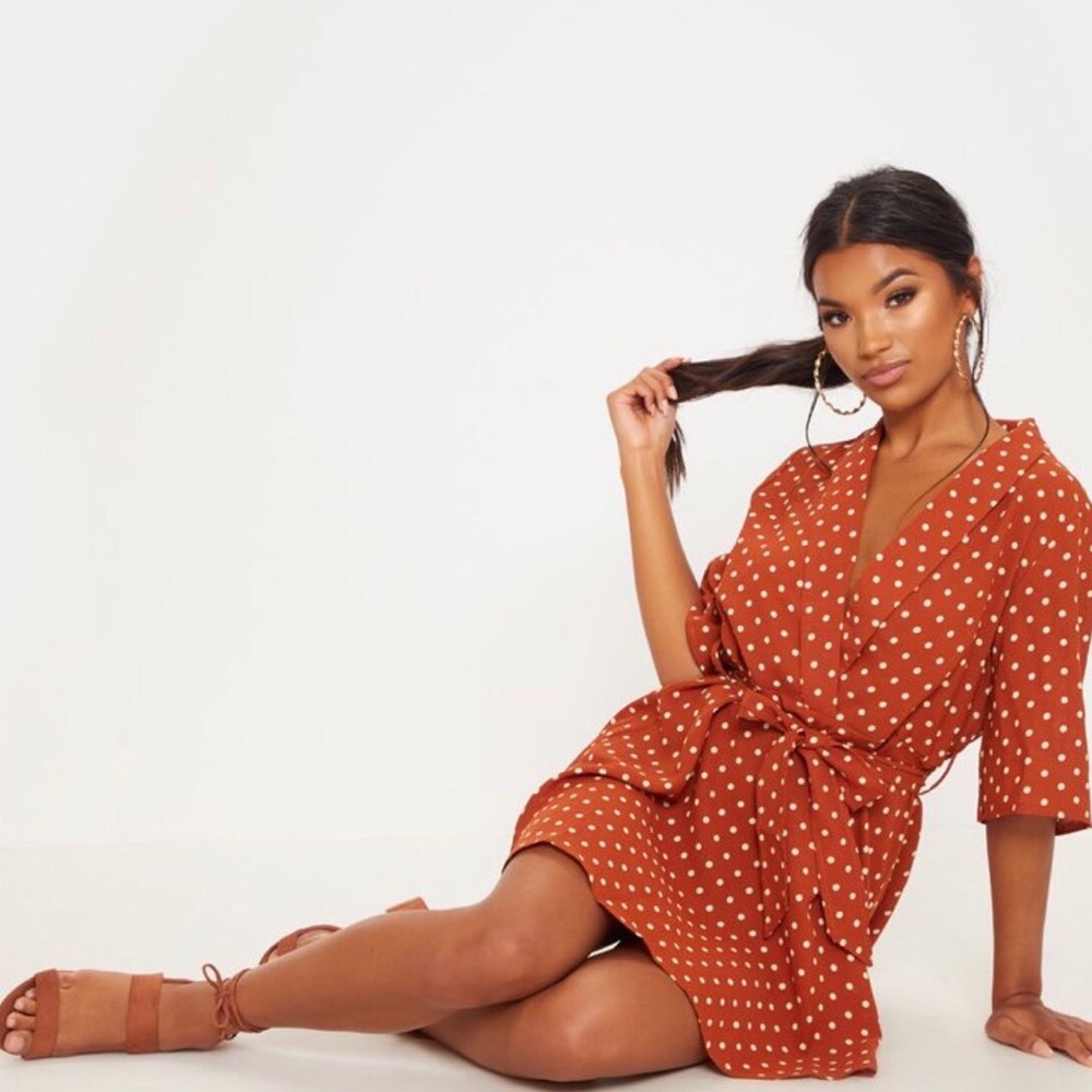 Terracotta Polka Dot Tea Dress